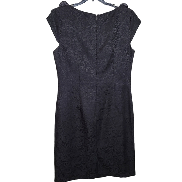 SD Collection Black Sleeveless Sheath Dress Embossed Print Ladies Size 10 - Picture 6 of 11